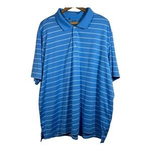 Adidas Puremotion Mens 2XL Stripped Blue Polo Golf Shirt